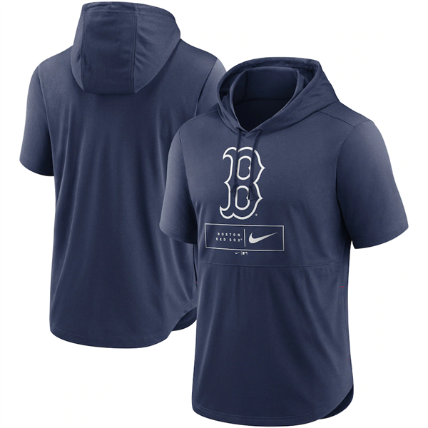 Men's Boston Red Sox Navy Short Sleeve Pullover Hoodie Men's Boston Red Sox Navy Short Sleeve Pullover Hoodie